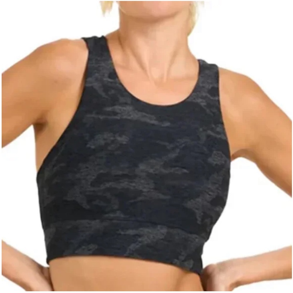Vuori NWT Elevation Longline Full Coverage Sports Bra Black Gray Camo SMALL